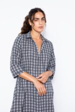 שמלת מקסי גילי - משבצות שחור לבן